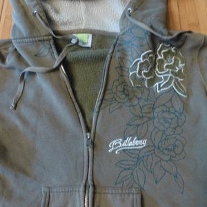 billabong  medium green floral hoodie jacket